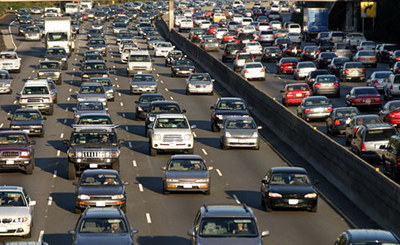 Cars on a freeway