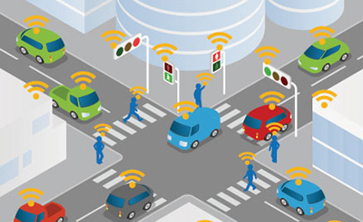 Cartoon of traffic intersection