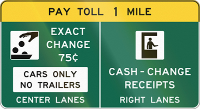 Traffic sign marking a toll road