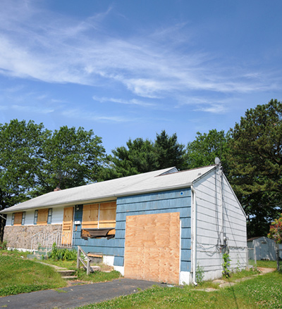 boarded up home